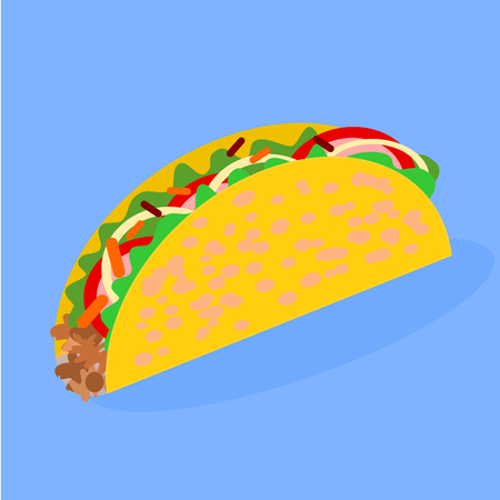 Taco Mexican fast food on flat style,Traditional food.のイラスト素材