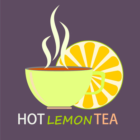 Hot lemon tea on flat style or logo design ,vector illustration.のイラスト素材