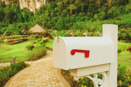 vintage mail box on country home.の写真素材