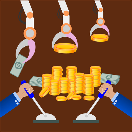 Business man hold controller to catch a money,business concept.のイラスト素材