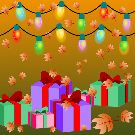 gift box for Christmas day with light bulb background.

のイラスト素材