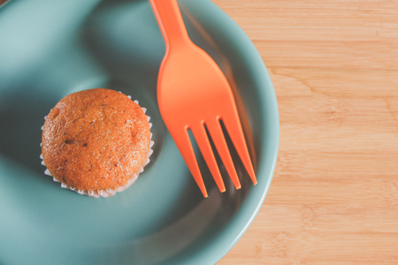 Bakery fresh banana cup cake hot from oven , home made food.の写真素材