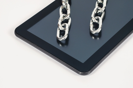 Chain on tablet concept new Business technology Blockchain.の写真素材