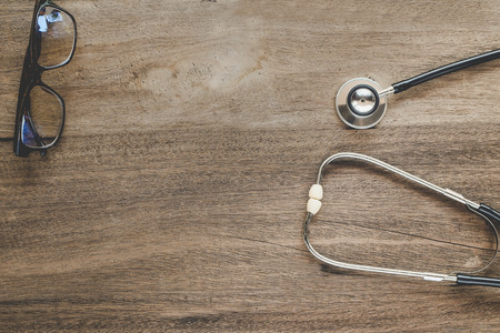 health tool concept with stethoscope on wood.の写真素材