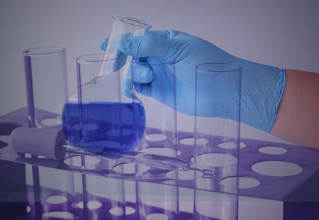 science laboratory test tubes , laboratory equipmentの写真素材