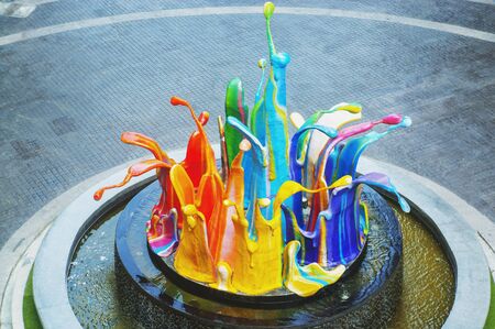 colored water fountain at nation park .の写真素材