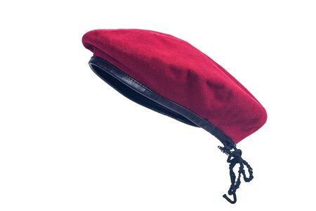 Red beret hat on isolate background.の写真素材