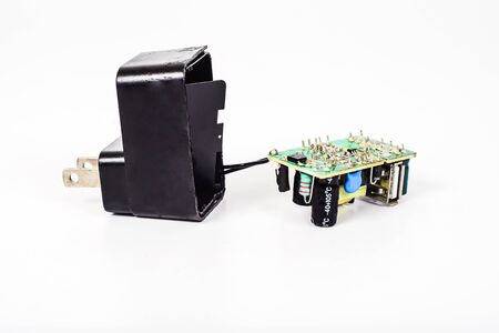 Repair power ac to dc adaptor on background .