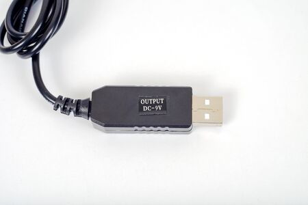 USB male with step up inside on white background .