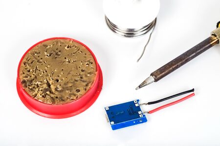 soldering and pickling paste equipment isolated on whiteの写真素材