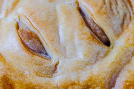Bread pie apple pocket pie isolated on white background.の写真素材