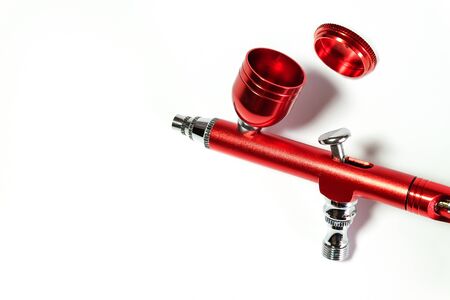 Red airbrush spray tool for paintingg hobby or work for art .の写真素材