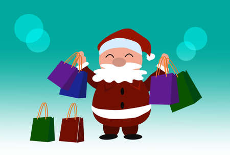 Santa claus holding a shopping bag in hand on background.のイラスト素材