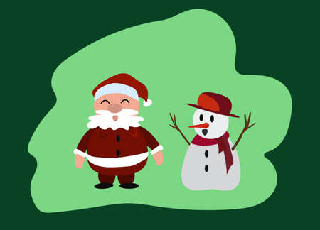 Santa with snowman decoration of Christmas character background.のイラスト素材