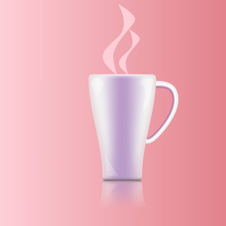 Hot drink with white mug on color background.のイラスト素材