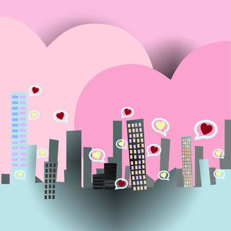 Love in the city Valentine 's day concept.の写真素材