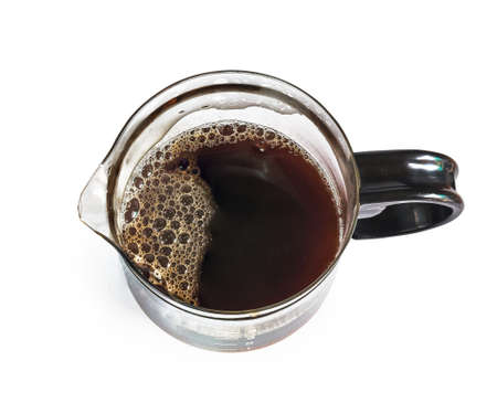 Top view of back Coffee jar glass on background.