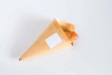Paper design for food in take away boxes on whiteの写真素材