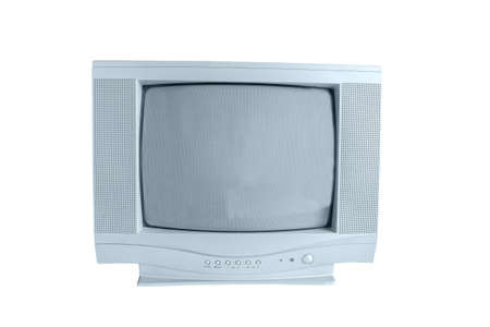 Old CRT tube TV set and old technology on white backgroundの写真素材