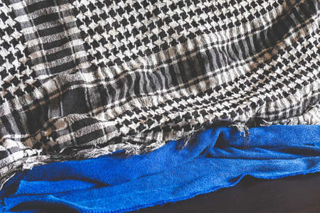 Recycle clothes concept.old clothing fashion on table.の写真素材