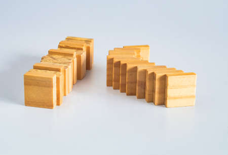 Abstract concept of wooden cubes toy stack to tower.の写真素材