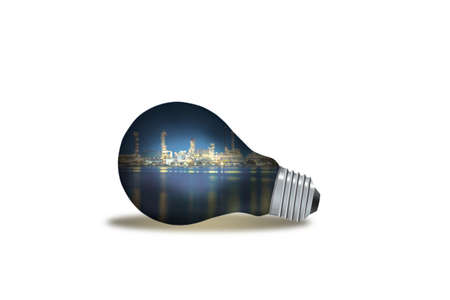 Industrial in light bulb isolated on white background. Green energy concept.の写真素材