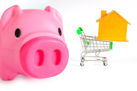 Piggy bank Sale buy mall market shop consumer saving and budget concept.の写真素材