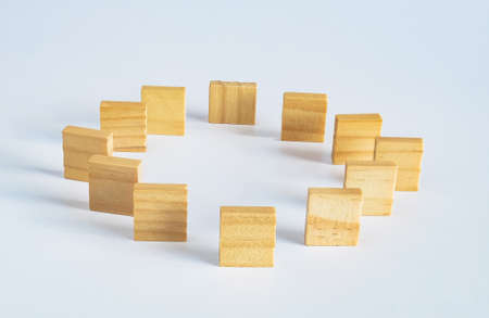 Abstract concept of wooden cubes toy stack to tower.