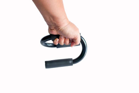 Metal shiny push up bars with black handle and base training equipment.の写真素材