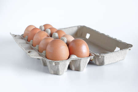 Fresh eggs in egg container or carton pack