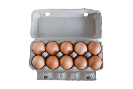 Fresh eggs in egg container or carton pack