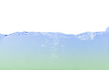 Fresh water surface with splash and air bubbles .