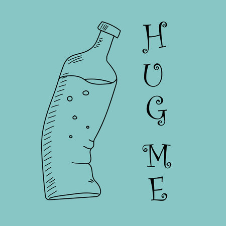 Hand draw a Small Plastic Bottle of Water or milk.のイラスト素材