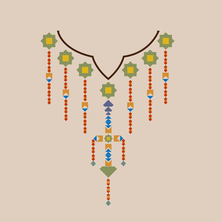 Embroidery neckline design with decorative ethnic.のイラスト素材