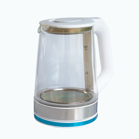 Electric kettle for boiling water on white background.の写真素材