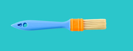 Blue paint brush on white background.