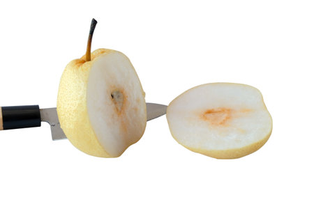 Sweet and juicy fruit of China pear fruit on white background.の写真素材