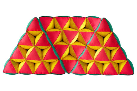 Thai cloth Used to sew a triangular pillow.