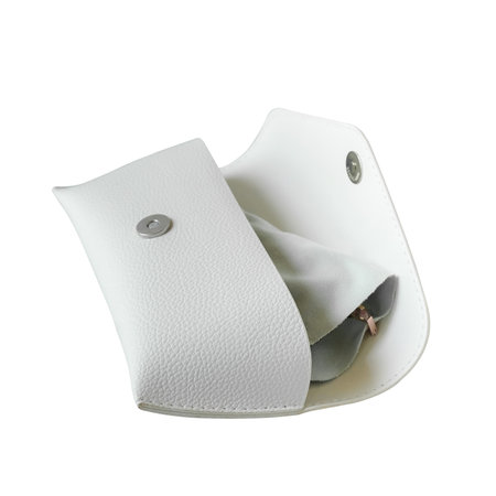 White Leather of eye glasses boxs on a white background.の写真素材