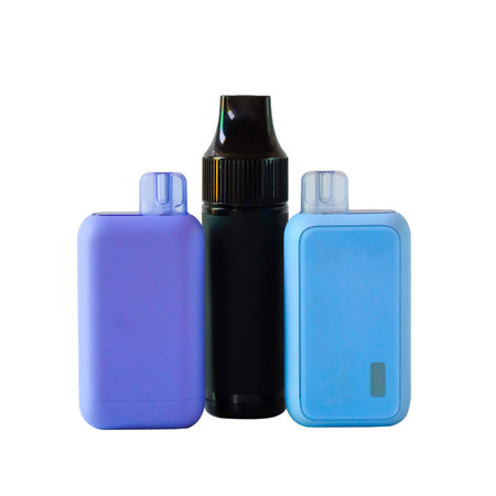Electronic cigarette that simulates tobacco smoking on a white background.の写真素材