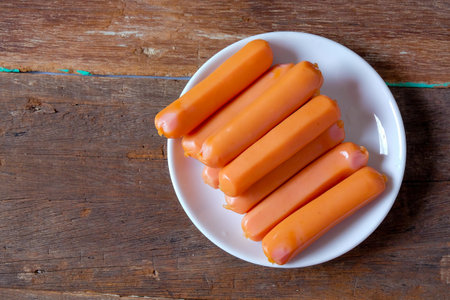 Boiled sausages, isolated on white background.の写真素材