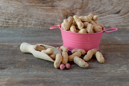 Ground peanuts in the bowl ,ingredient food.の写真素材