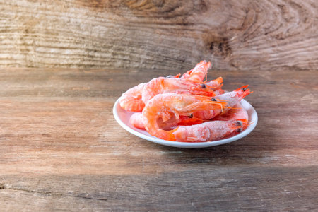Frozen shrimps Dry freeze food ,Seafood delicacies. Selective focus.の写真素材