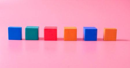 Colored children wood cubes on background.children playing.の写真素材