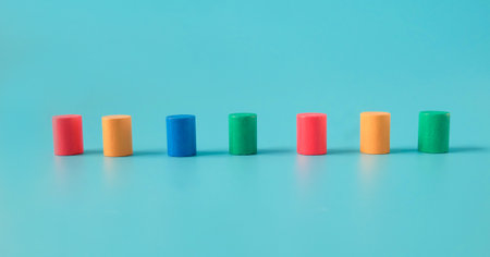 Colorful wooden building blocks on background.children playing.の写真素材