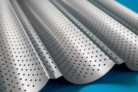 Baking sheet on color background.Non Stick kitchen.の写真素材