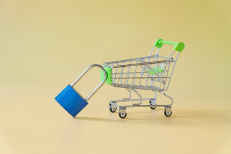 Mini shopping trolley with a lock ,shopping concept.の写真素材
