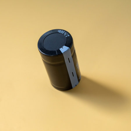 Capacitor, DIY Electronic Parts on color background.