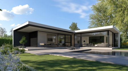 A contemporary house with a minimalist design and open space for textの素材