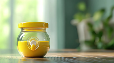 A baby food jar with a pacifier, ample room for brandingの素材
